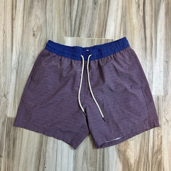 FAIR HARBOR Shorts‎ The Bayberry Blue Purple Waves Lined Swim Trunks size XL - Picture 1 of 7